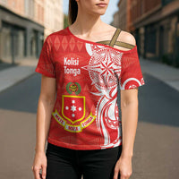 Personalised Kolisi Tonga Cross Shoulder Shirt Mate Maa Tonga Ngatu Pattern LT14 - Polynesian Pride
