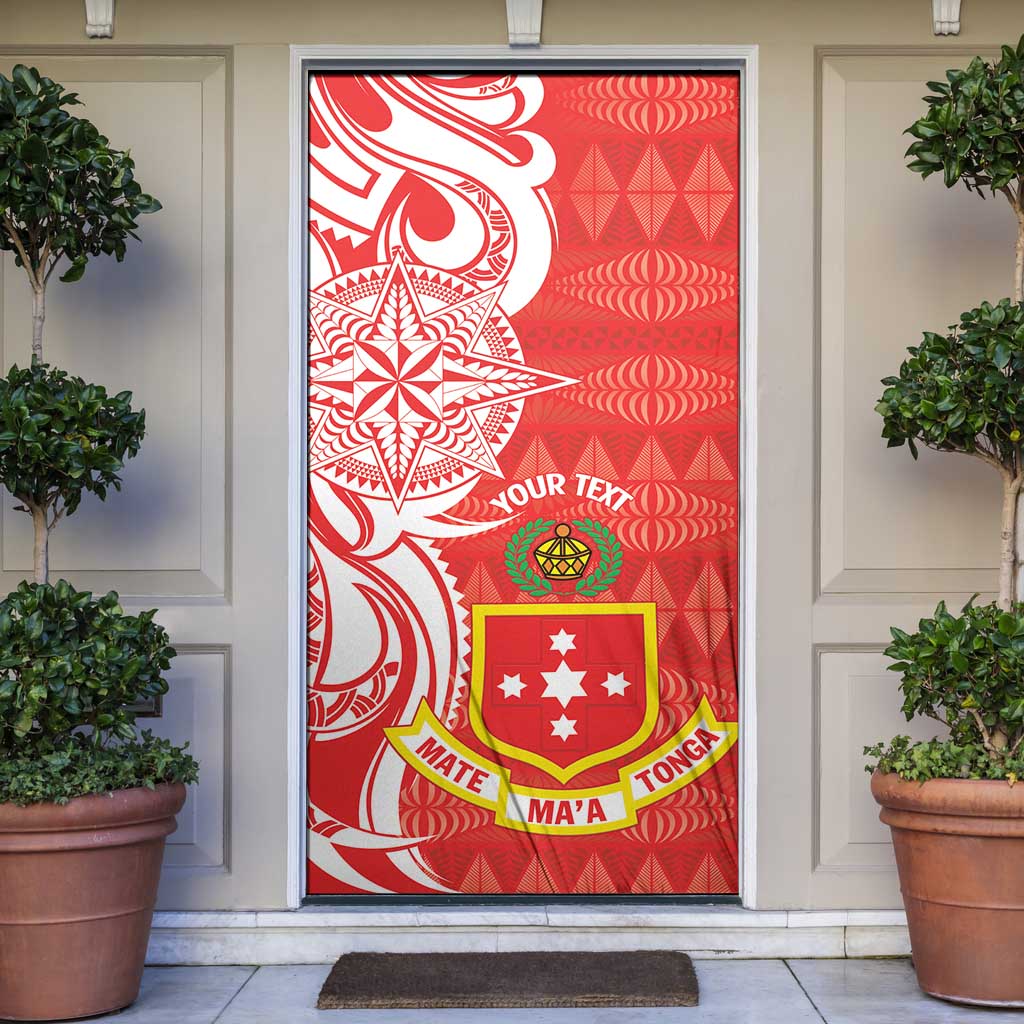 Personalised Kolisi Tonga Door Cover Mate Maa Tonga Ngatu Pattern LT14 Red - Polynesian Pride
