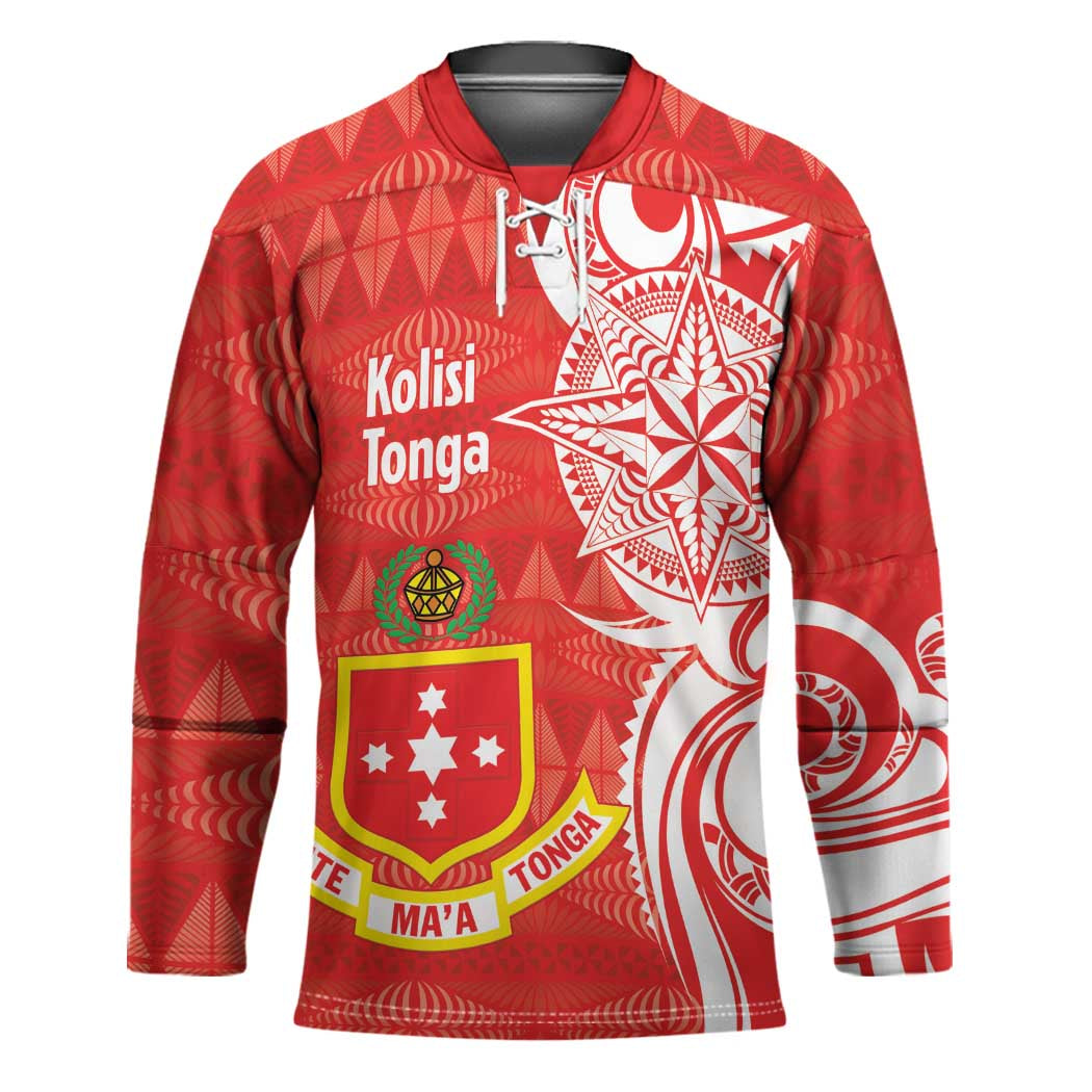 Personalised Kolisi Tonga Hockey Jersey Mate Maa Tonga Ngatu Pattern LT14 Unisex Red - Polynesian Pride