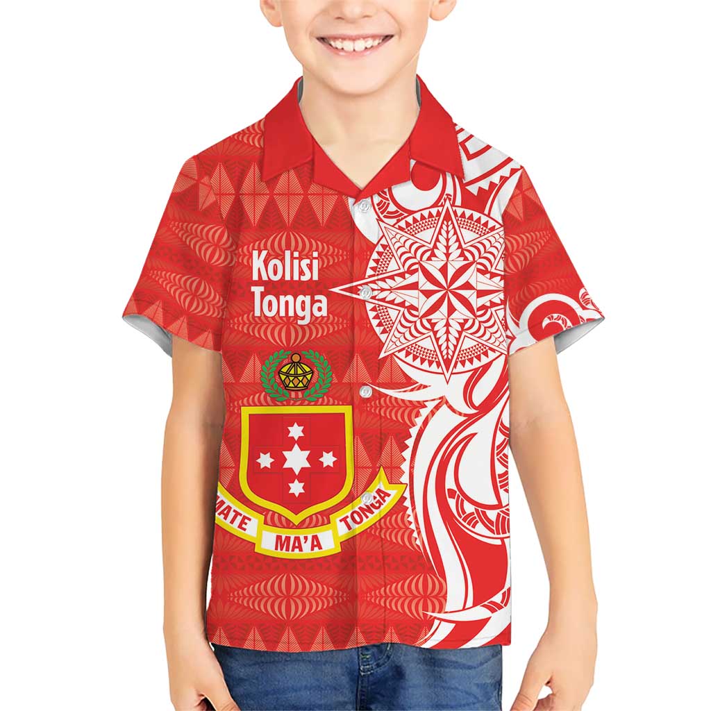 Personalised Kolisi Tonga Kid Hawaiian Shirt Mate Maa Tonga Ngatu Pattern LT14 Kid Red - Polynesian Pride