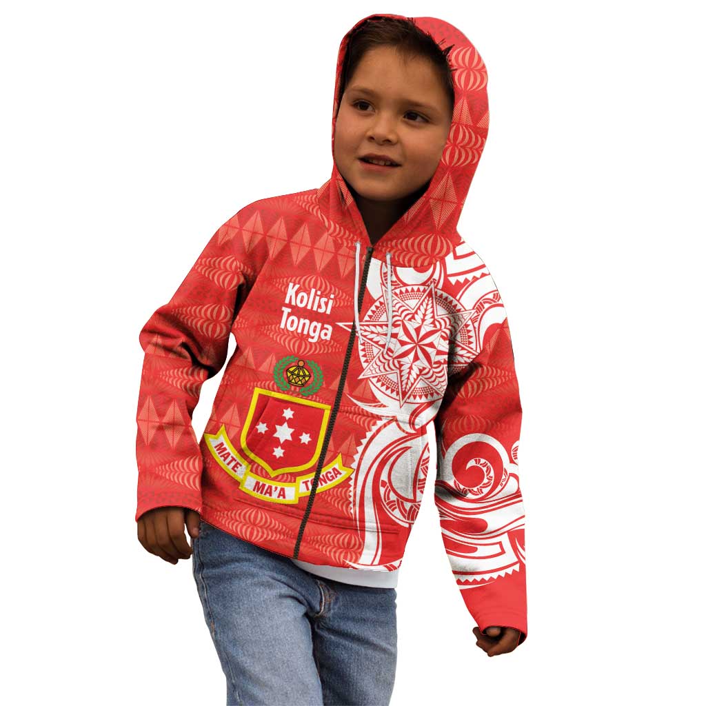 Personalised Kolisi Tonga Kid Hoodie Mate Maa Tonga Ngatu Pattern LT14 - Polynesian Pride