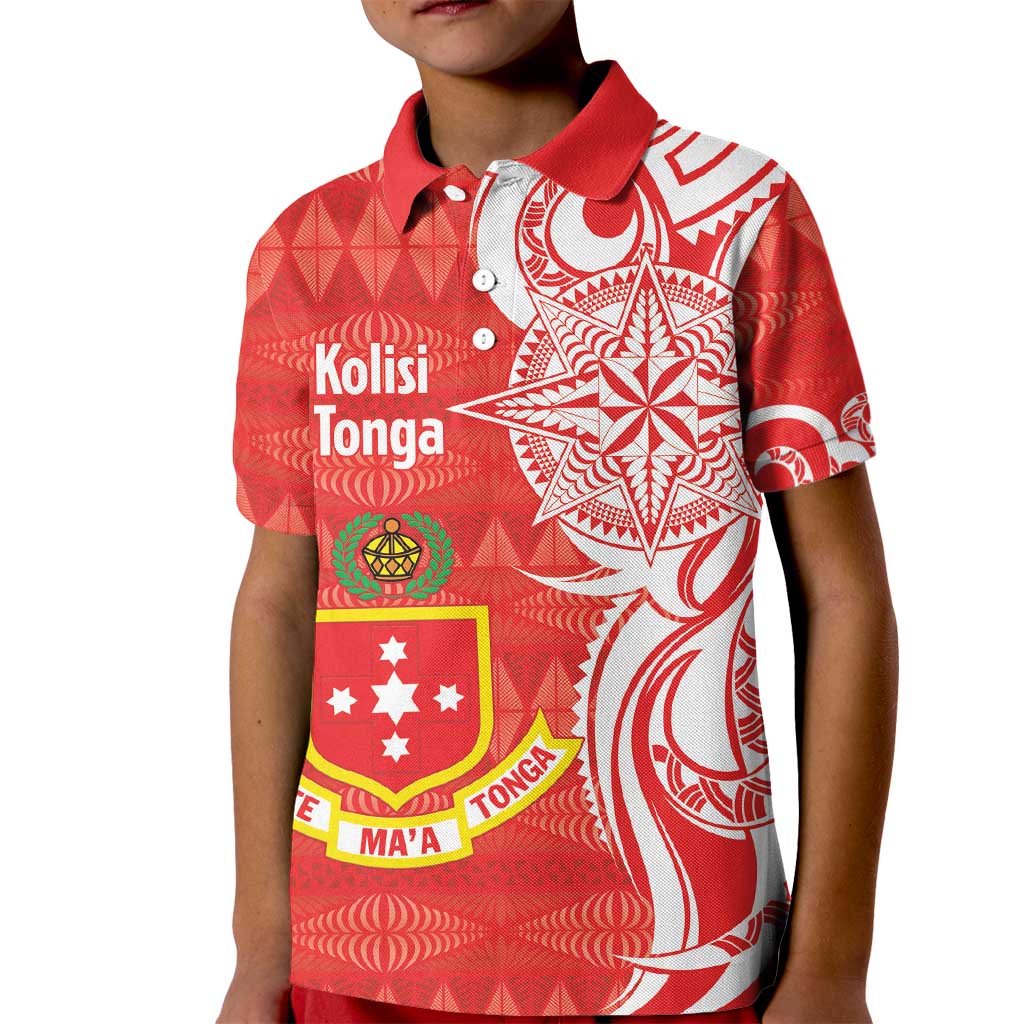 Personalised Kolisi Tonga Kid Polo Shirt Mate Maa Tonga Ngatu Pattern LT14 Kid Red - Polynesian Pride