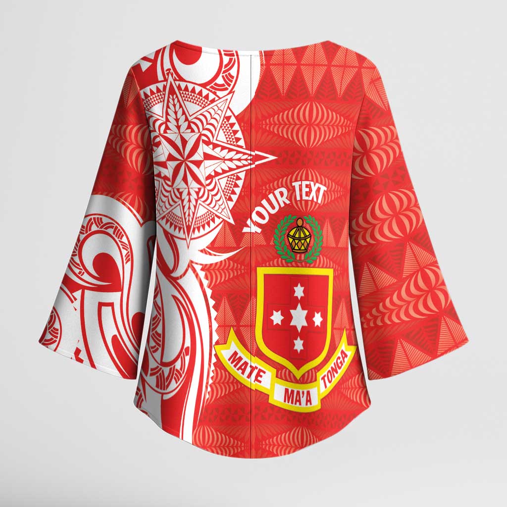 Personalised Kolisi Tonga Kimono Sleeve Blouse Mate Maa Tonga Ngatu Pattern LT14 - Polynesian Pride