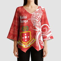 Personalised Kolisi Tonga Kimono Sleeve Blouse Mate Maa Tonga Ngatu Pattern LT14 - Polynesian Pride