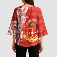 Personalised Kolisi Tonga Kimono Sleeve Blouse Mate Maa Tonga Ngatu Pattern LT14 - Polynesian Pride