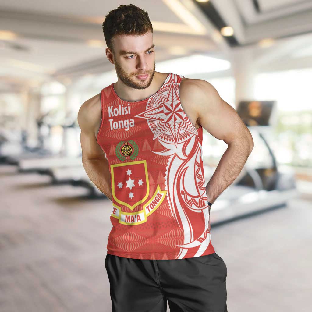 Personalised Kolisi Tonga Men Tank Top Mate Maa Tonga Ngatu Pattern LT14 Red - Polynesian Pride