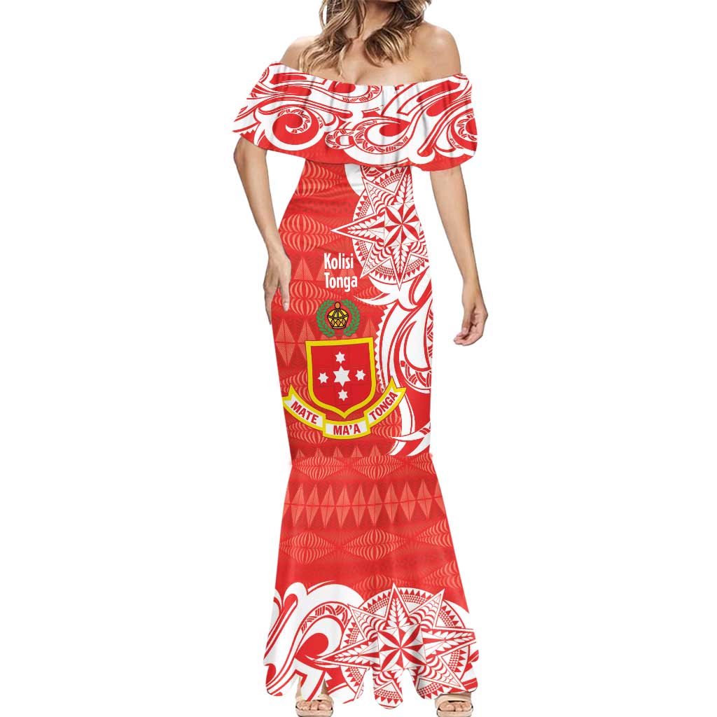 Personalised Kolisi Tonga Mermaid Dress Mate Maa Tonga Ngatu Pattern LT14 - Polynesian Pride