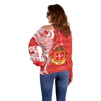 Personalised Kolisi Tonga Off Shoulder Sweater Mate Maa Tonga Ngatu Pattern LT14 - Polynesian Pride
