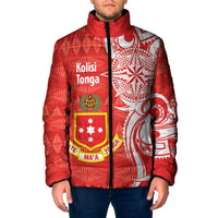 Personalised Kolisi Tonga Padded Jacket Mate Maa Tonga Ngatu Pattern LT14 Men Red - Polynesian Pride