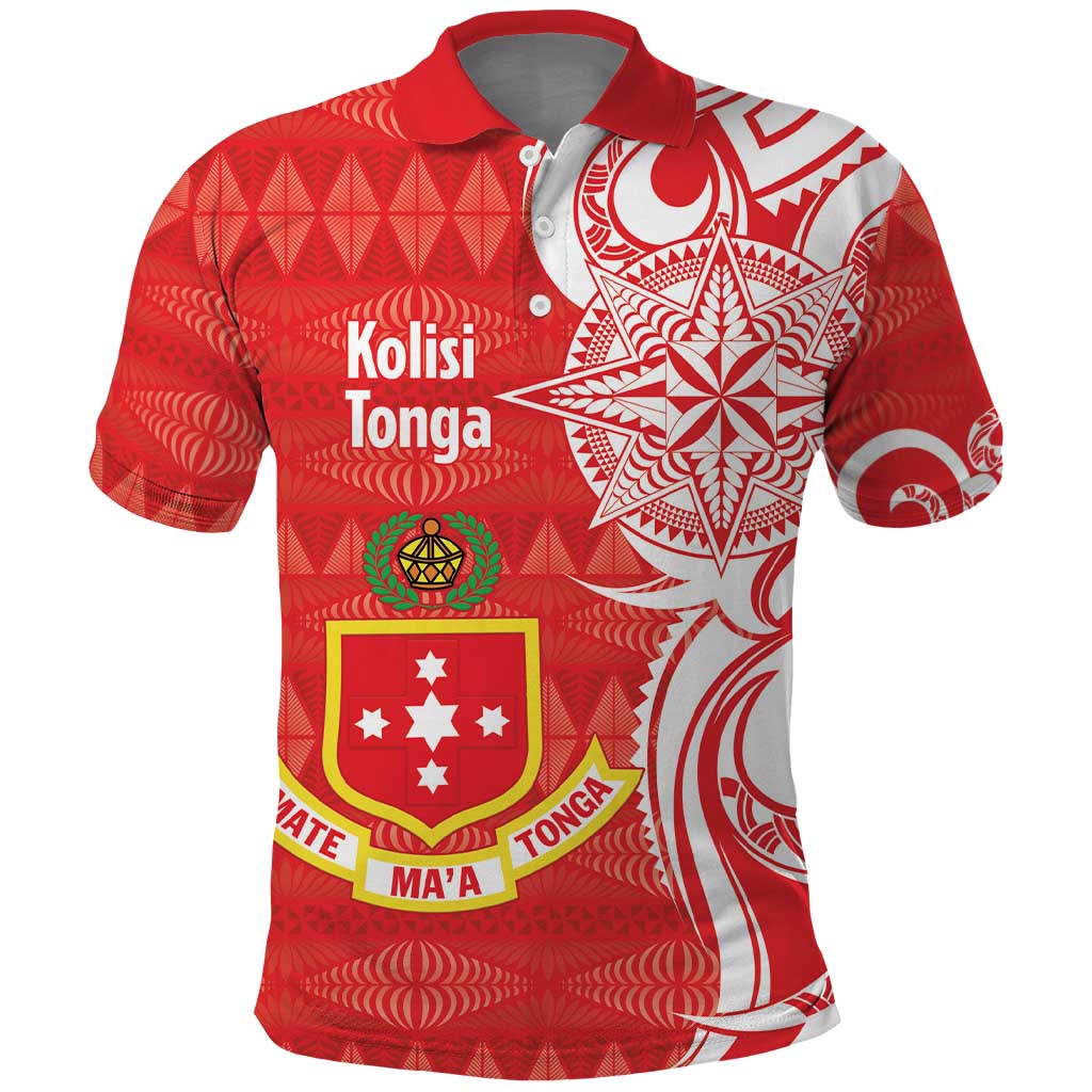 Personalised Kolisi Tonga Polo Shirt Mate Maa Tonga Ngatu Pattern LT14 Red - Polynesian Pride