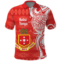 Personalised Kolisi Tonga Polo Shirt Mate Maa Tonga Ngatu Pattern LT14 Red - Polynesian Pride