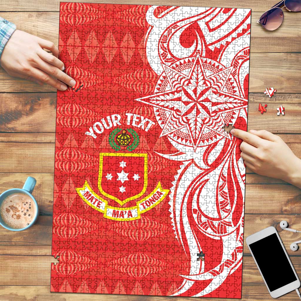 Personalised Kolisi Tonga Puzzle Mate Maa Tonga Ngatu Pattern LT14 Red - Polynesian Pride