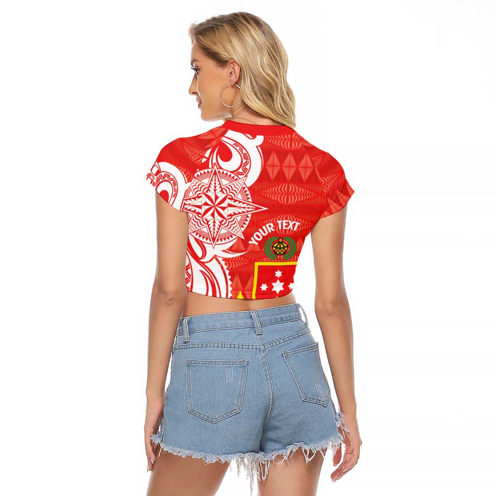 Personalised Kolisi Tonga Raglan Cropped T Shirt Mate Maa Tonga Ngatu Pattern LT14 - Polynesian Pride