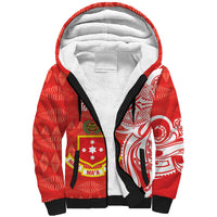 Personalised Kolisi Tonga Sherpa Hoodie Mate Maa Tonga Ngatu Pattern LT14 Unisex Red - Polynesian Pride