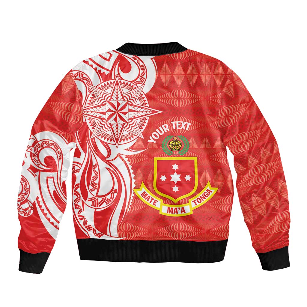 Personalised Kolisi Tonga Sleeve Zip Bomber Jacket Mate Maa Tonga Ngatu Pattern LT14 - Polynesian Pride