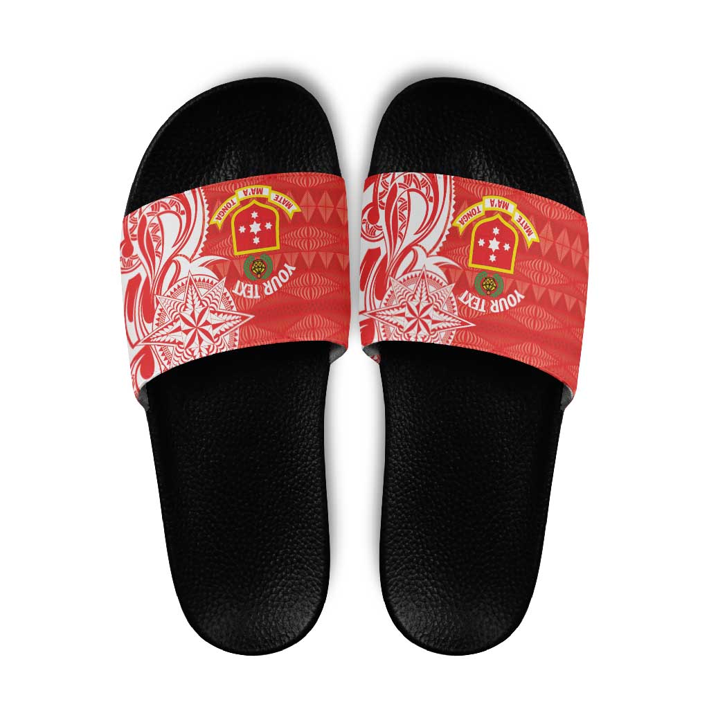 Personalised Kolisi Tonga Slide Sandals Mate Maa Tonga Ngatu Pattern LT14 Red - Polynesian Pride
