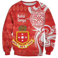 Personalised Kolisi Tonga Sweatshirt Mate Maa Tonga Ngatu Pattern LT14 Unisex Red - Polynesian Pride