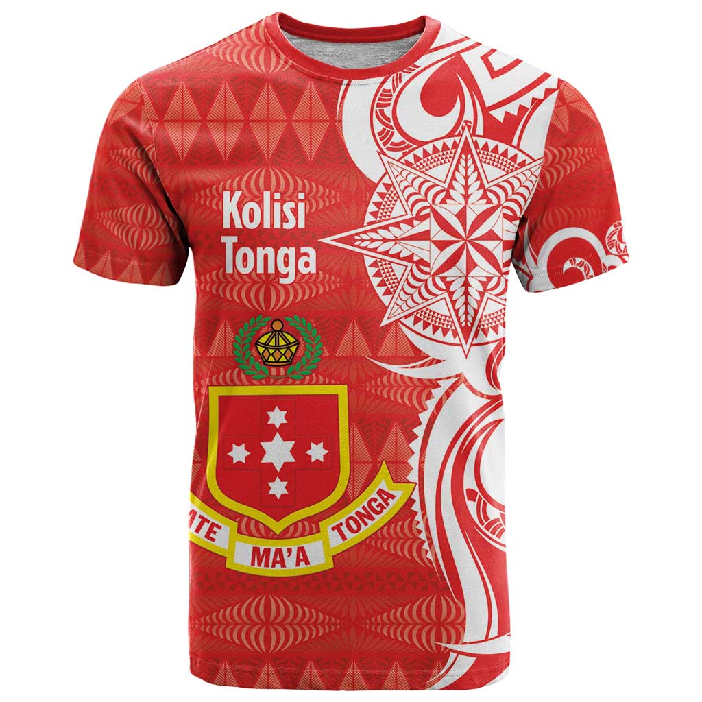 Personalised Kolisi Tonga T Shirt Mate Maa Tonga Ngatu Pattern LT14 Red - Polynesian Pride