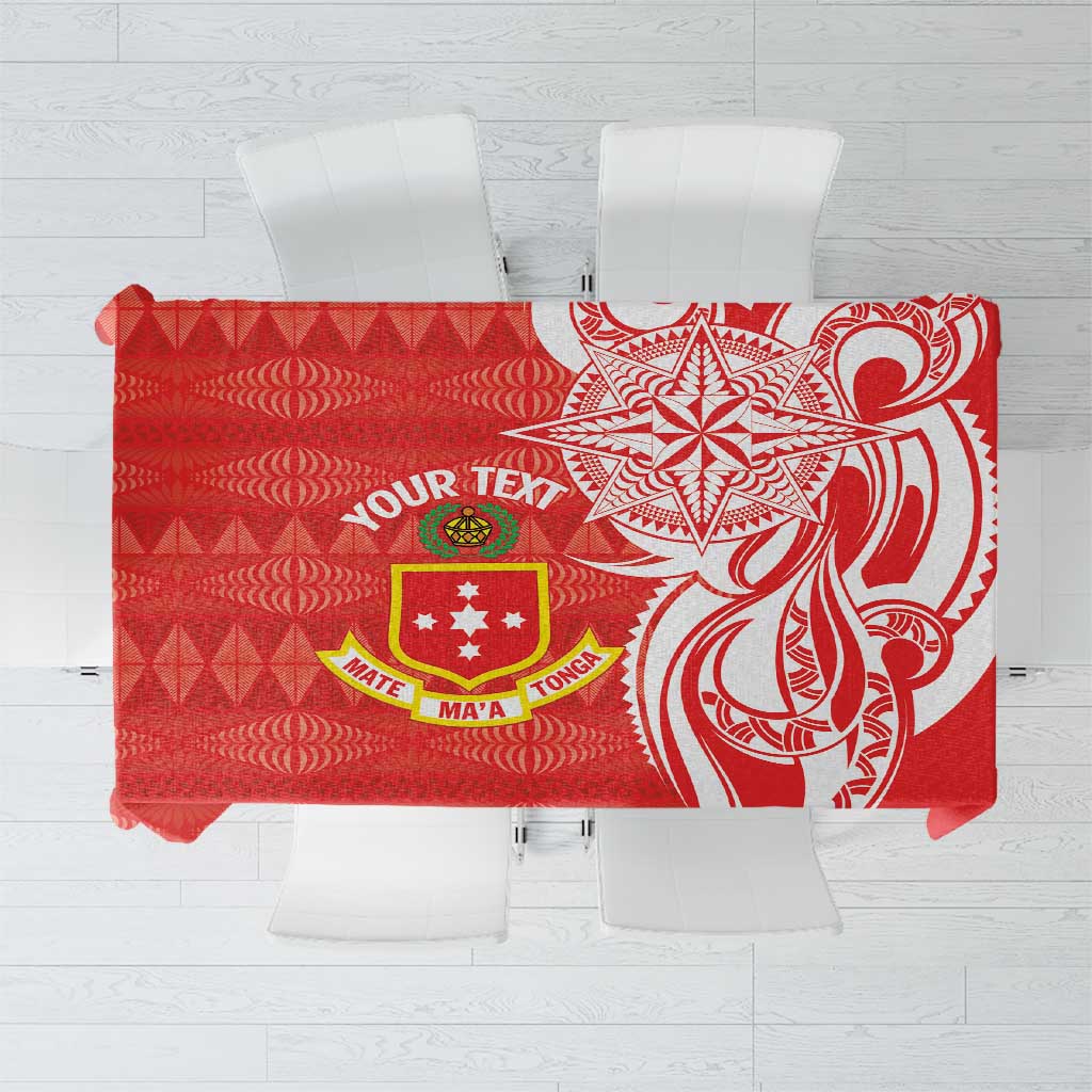 Personalised Kolisi Tonga Tablecloth Mate Maa Tonga Ngatu Pattern LT14 Red - Polynesian Pride