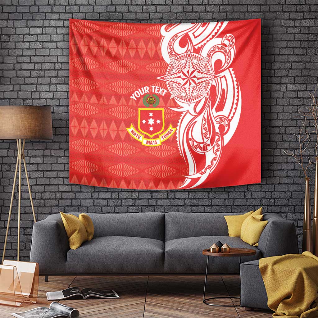 Personalised Kolisi Tonga Tapestry Mate Maa Tonga Ngatu Pattern LT14 Red - Polynesian Pride