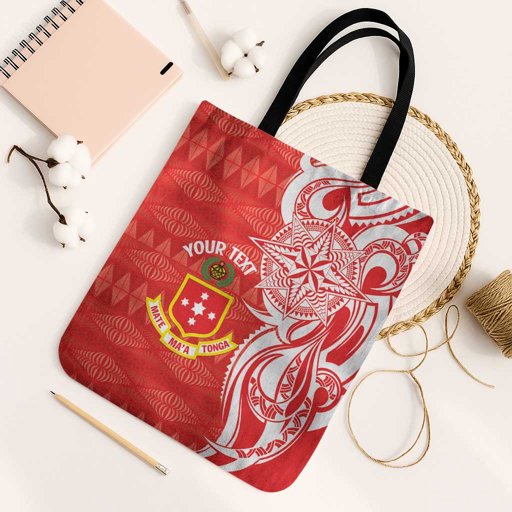 Personalised Kolisi Tonga Tote Bag Mate Maa Tonga Ngatu Pattern LT14 Black Strap One Size Red - Polynesian Pride