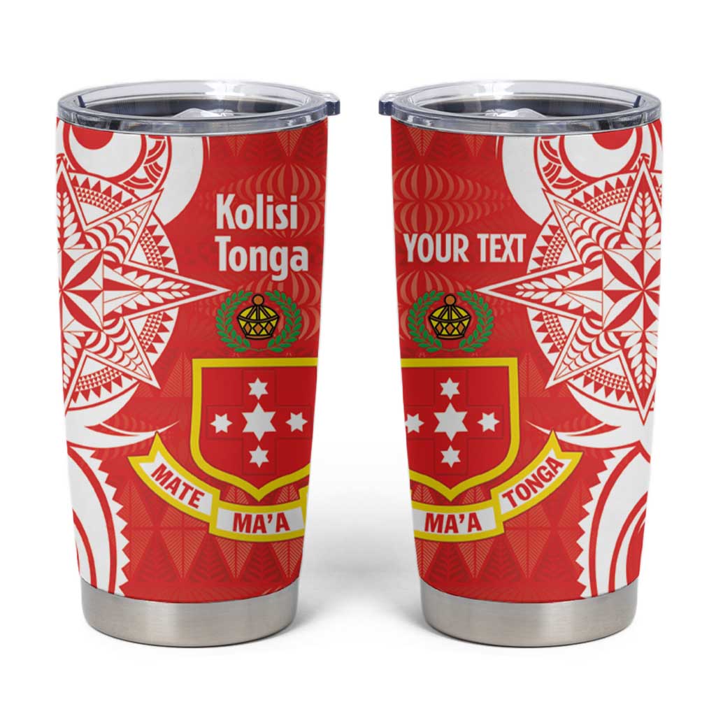 Personalised Kolisi Tonga Tumbler Cup Mate Maa Tonga Ngatu Pattern LT14 Red - Polynesian Pride