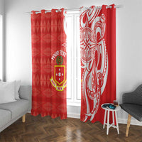 Personalised Kolisi Tonga Window Curtain Mate Maa Tonga Ngatu Pattern LT14 With Grommets Red - Polynesian Pride