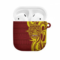 Personalised Tonga High School AirPods Case THS Tongan Ngatu Pattern LT14 Maroon - Polynesian Pride