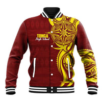 Personalised Tonga High School Baseball Jacket THS Tongan Ngatu Pattern LT14 Unisex Maroon - Polynesian Pride