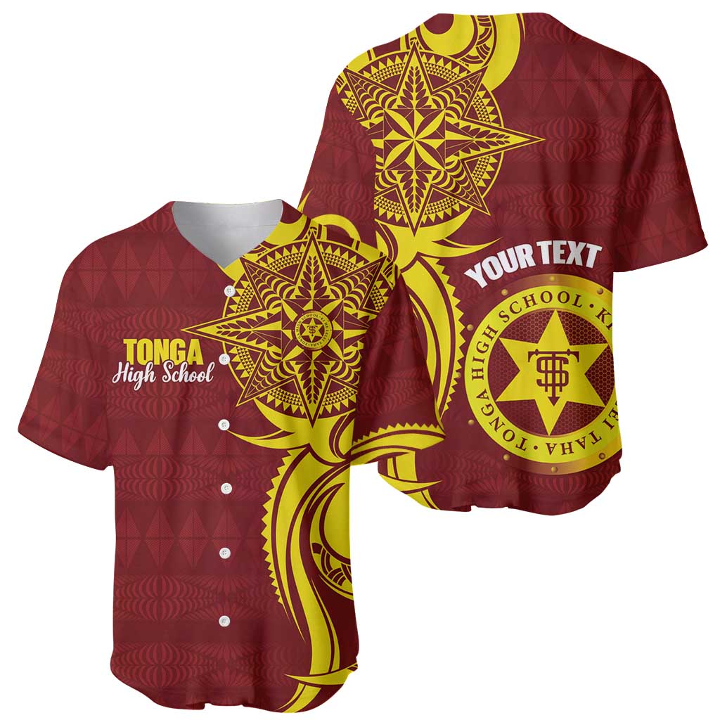 Personalised Tonga High School Baseball Jersey THS Tongan Ngatu Pattern LT14 - Polynesian Pride