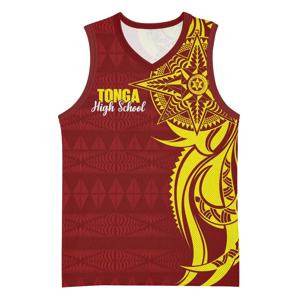 Personalised Tonga High School Basketball Jersey THS Tongan Ngatu Pattern LT14 Unisex Maroon - Polynesian Pride