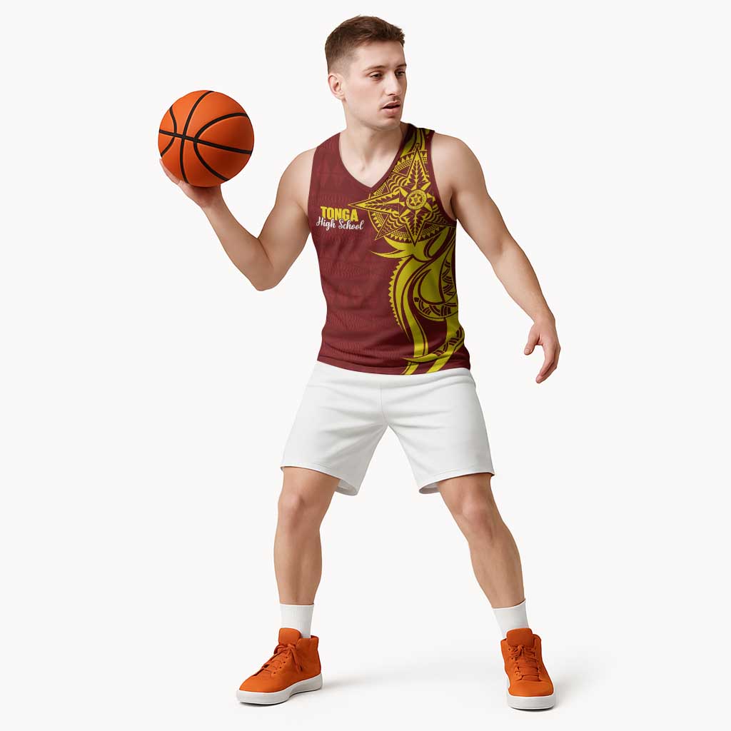 Personalised Tonga High School Basketball Jersey THS Tongan Ngatu Pattern LT14 - Polynesian Pride