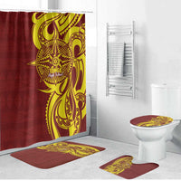 Personalised Tonga High School Bathroom Set THS Tongan Ngatu Pattern LT14 Bathroom Set (4 pcs) Maroon - Polynesian Pride