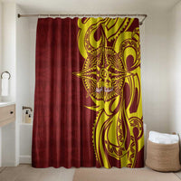 Personalised Tonga High School Bathroom Set THS Tongan Ngatu Pattern LT14 Shower Curtain Only Maroon - Polynesian Pride