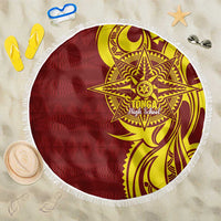 Personalised Tonga High School Beach Blanket THS Tongan Ngatu Pattern LT14 One Size 150cm Maroon - Polynesian Pride