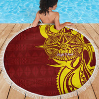 Personalised Tonga High School Beach Blanket THS Tongan Ngatu Pattern LT14 - Polynesian Pride