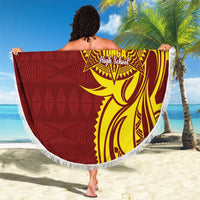 Personalised Tonga High School Beach Blanket THS Tongan Ngatu Pattern LT14 - Polynesian Pride
