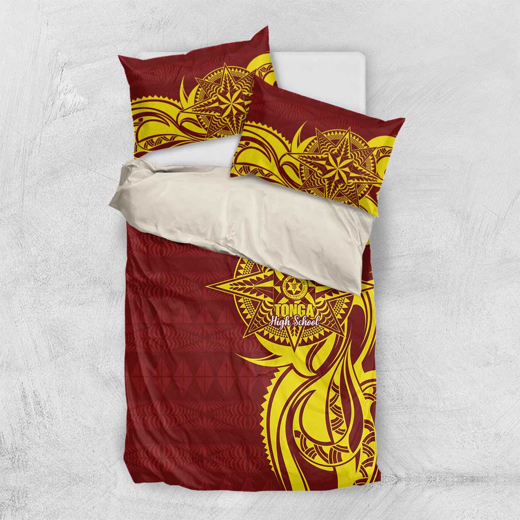 Personalised Tonga High School Bedding Set THS Tongan Ngatu Pattern LT14 US Twin 172cm x 218cm Maroon - Polynesian Pride
