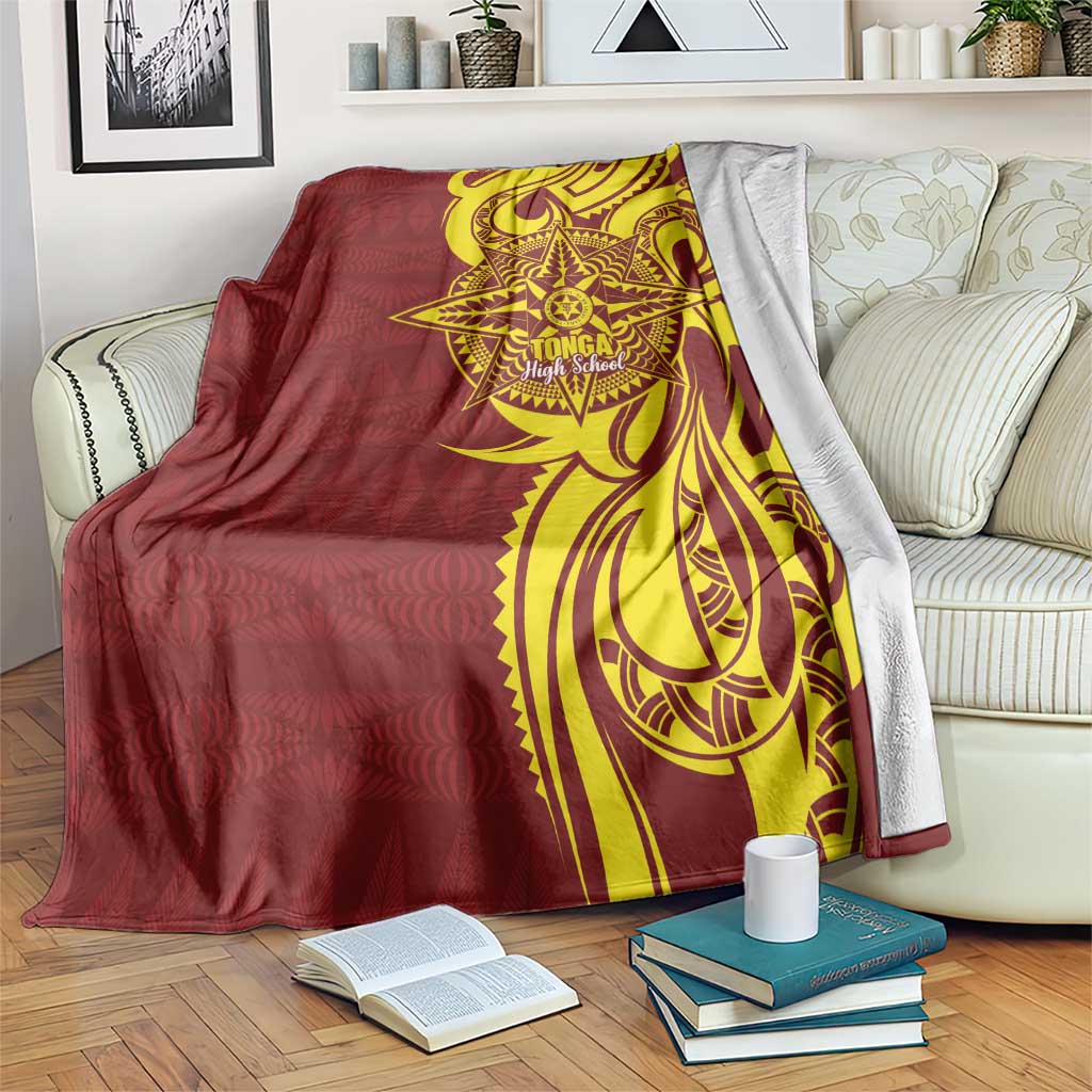 Personalised Tonga High School Blanket THS Tongan Ngatu Pattern LT14 Maroon - Polynesian Pride