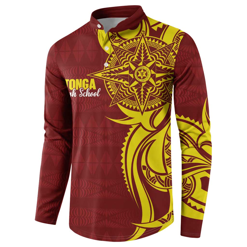 Personalised Tonga High School Button Sweatshirt THS Tongan Ngatu Pattern LT14 - Polynesian Pride