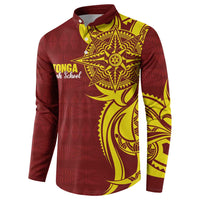 Personalised Tonga High School Button Sweatshirt THS Tongan Ngatu Pattern LT14 - Polynesian Pride