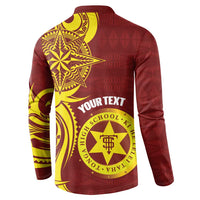 Personalised Tonga High School Button Sweatshirt THS Tongan Ngatu Pattern LT14 - Polynesian Pride