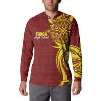 Personalised Tonga High School Button Sweatshirt THS Tongan Ngatu Pattern LT14 - Polynesian Pride