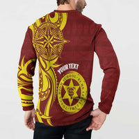 Personalised Tonga High School Button Sweatshirt THS Tongan Ngatu Pattern LT14 - Polynesian Pride