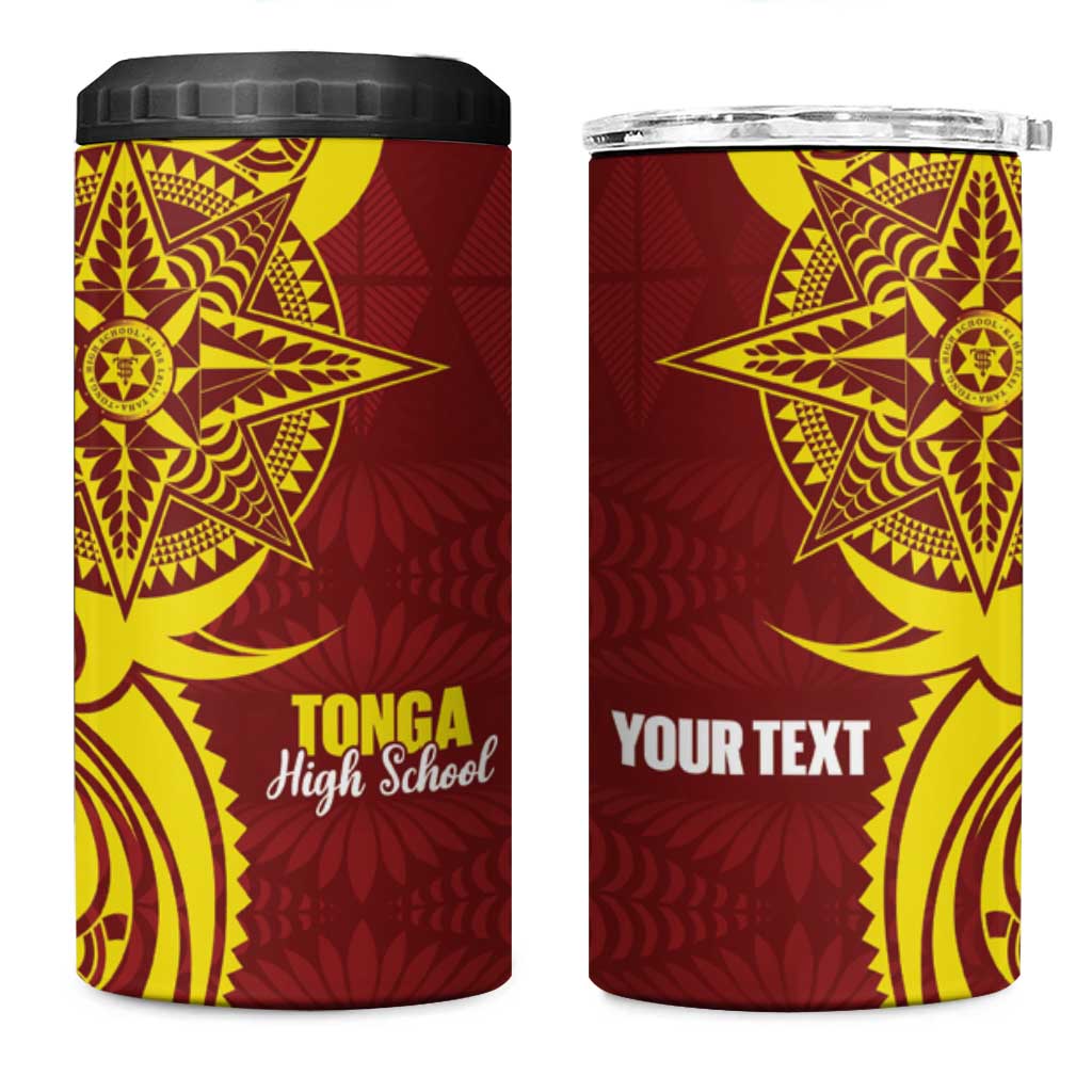 Personalised Tonga High School 4 in 1 Can Cooler Tumbler THS Tongan Ngatu Pattern LT14 One Size: 16 oz Maroon - Polynesian Pride