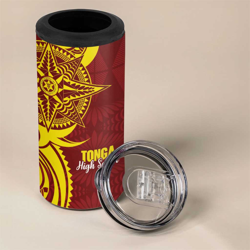 Personalised Tonga High School 4 in 1 Can Cooler Tumbler THS Tongan Ngatu Pattern LT14 - Polynesian Pride