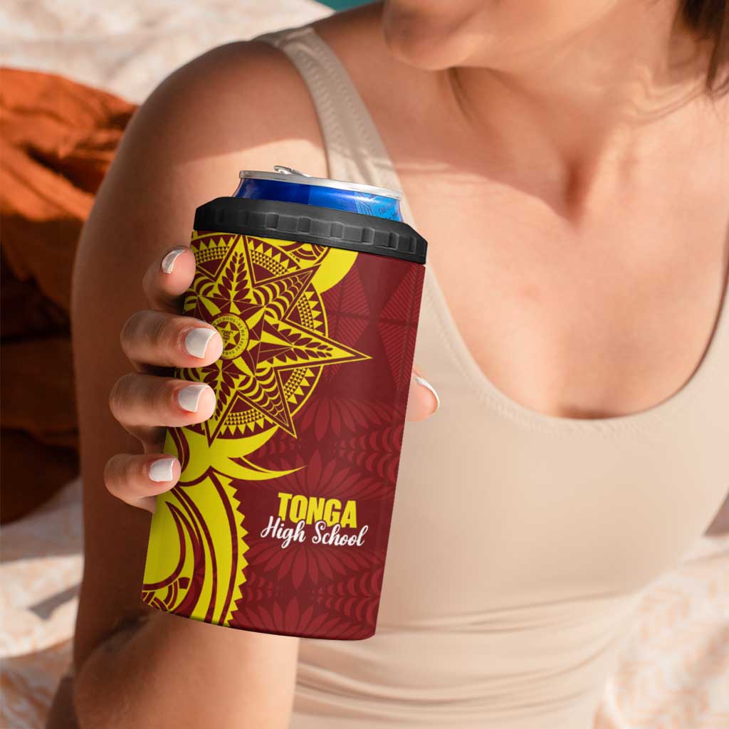 Personalised Tonga High School 4 in 1 Can Cooler Tumbler THS Tongan Ngatu Pattern LT14 - Polynesian Pride