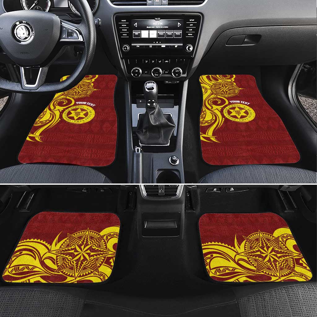 Personalised Tonga High School Car Mats THS Tongan Ngatu Pattern LT14 Set 4pcs Maroon - Polynesian Pride