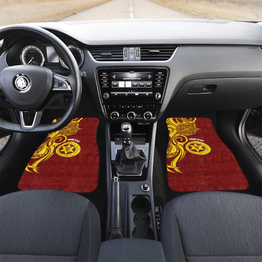 Personalised Tonga High School Car Mats THS Tongan Ngatu Pattern LT14 Set 2pcs - Front Maroon - Polynesian Pride