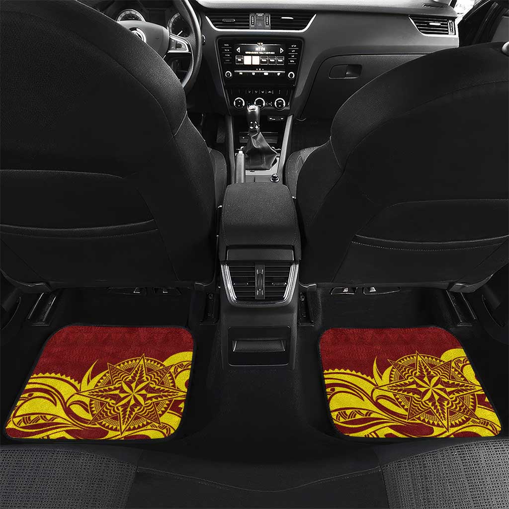 Personalised Tonga High School Car Mats THS Tongan Ngatu Pattern LT14 Set 2pcs - Back Maroon - Polynesian Pride